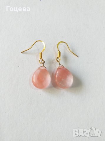 Прелестни обици с красиви камъни Черешов Турмалинов кварц капка