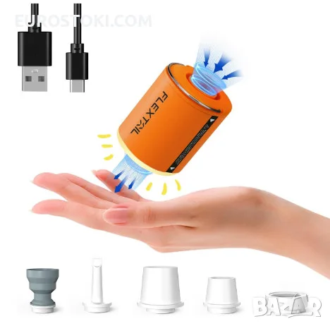 Преносима въздушна помпа FLEXTAILGEAR Tiny Pump 2X, акумулаторна електрическа мини помпа, LED фенер