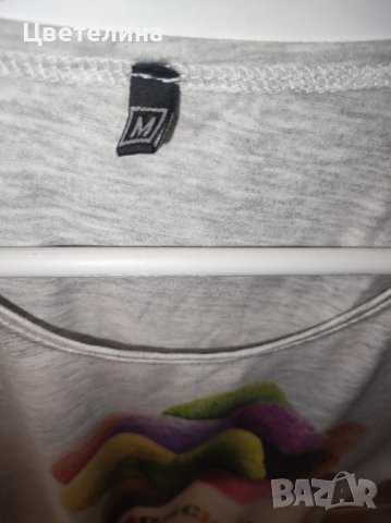Сива тениска MOSCHINO размер М цена 10 лв. + подарък бонус, снимка 4 - Тениски - 42699644