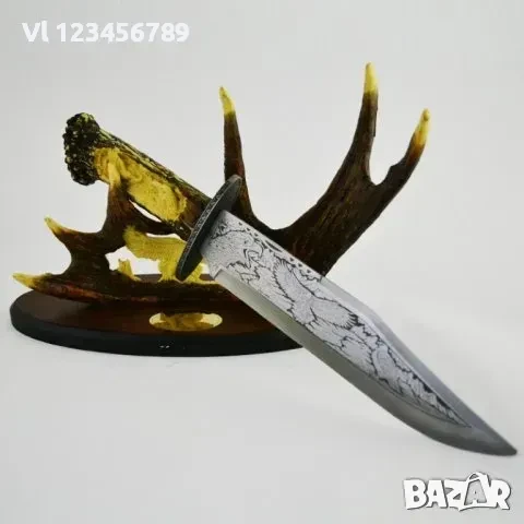 Огромен гравиран ловен нож 23 х 38см (елен), снимка 4 - Ножове - 50713898