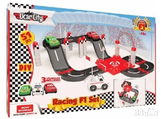 Състезателна писта гараж паркинг с две коли и камион 203000, снимка 4 - Коли, камиони, мотори, писти - 48302180