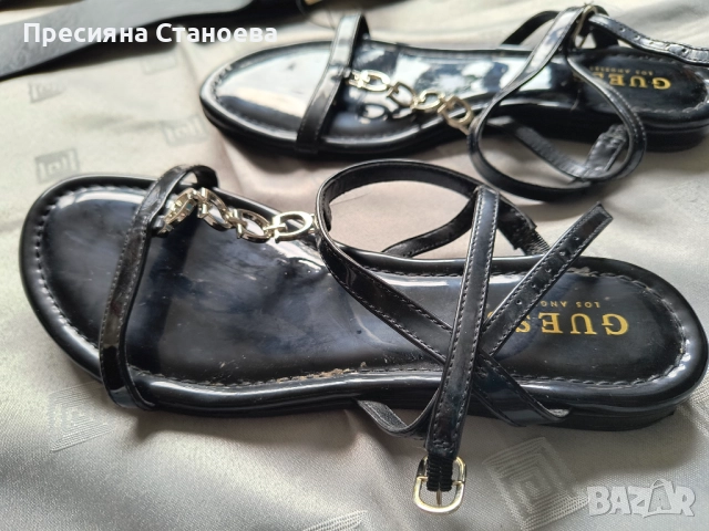 Черни сандали Guess 38, снимка 5 - Сандали - 52041910