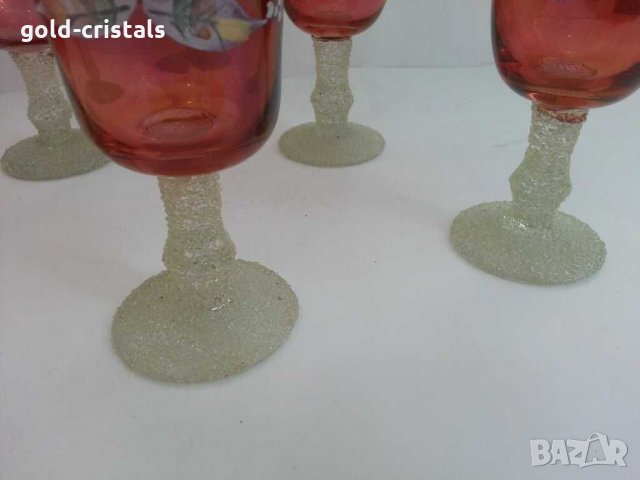 Ретро чаши Бохемия ръчно рисувани, снимка 7 - Антикварни и старинни предмети - 30385162