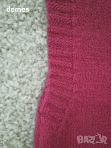 Машинно плетен пуловер без ръкави от букле, цвят циклама, снимка 6 - Блузи с дълъг ръкав и пуловери - 48528210