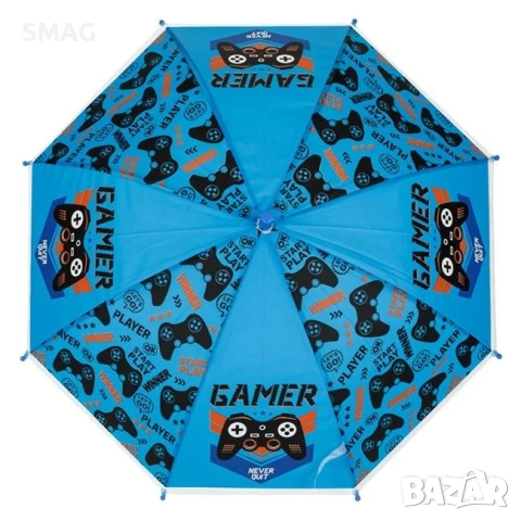 Детски чадър бастун автоматичен син Gamer дизайн_1228223