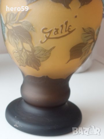  Авторска ваза арт нуво Гале/EMILE GALLE CAMEO GLASS/, снимка 6 - Антикварни и старинни предмети - 39814206