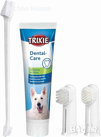 Комплект за зъби TRIXIE Dental Care от 4 части за кучета, за цялостна грижа за кучешките зъби