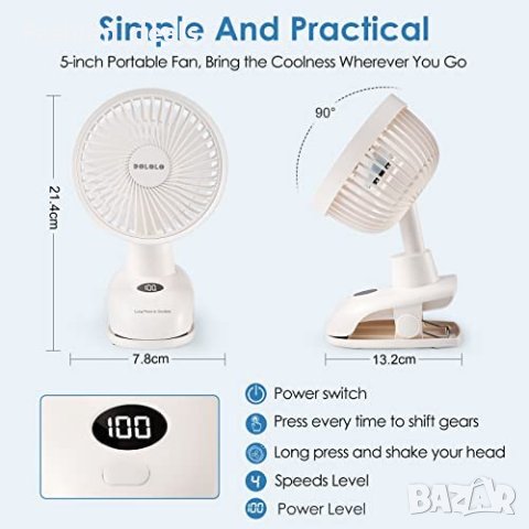 Нов Преносим вентилатор за дом, офис, пътуване къмпинг с USB, снимка 5 - Други стоки за дома - 40703490