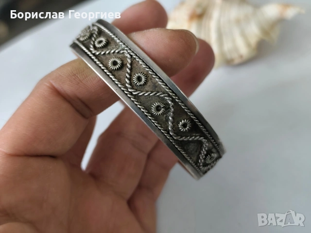 Твърда сребърна гривна, снимка 3 - Гривни - 53944788