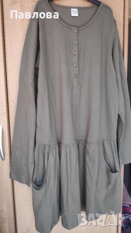 Нова рокля от памук цвят маслено-зелен, снимка 9 - Детски рокли и поли - 35037854