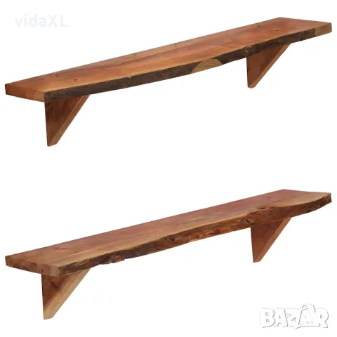 vidaXL Рафтове за стена, 2 бр, 90x20x18 см, акация масив