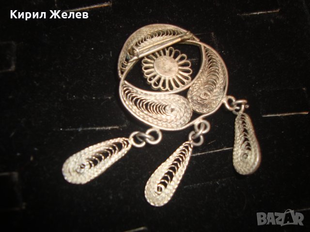 РЕТРО ФИЛИГРАННА СРЕБЪРНА БРОШКА с ГРАНУЛАЦИЯ МАЙСТОРСКА ЮВЕЛИРНА РАБОТА СРЕБРО 950 ПРОБА 5090, снимка 7 - Антикварни и старинни предмети - 30330459
