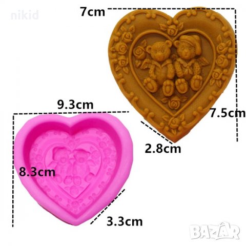 2 Мечета в сърце дълбок силиконов молд форма калъп за фондан шоколад сапун гипс , снимка 3 - Форми - 31222881