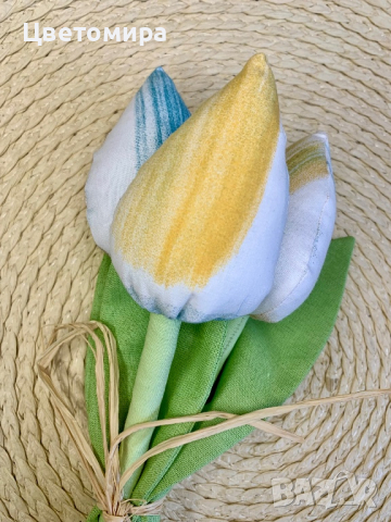 Лалета от плат / Текстилни цветя, снимка 10 - Декорация за дома - 41228247