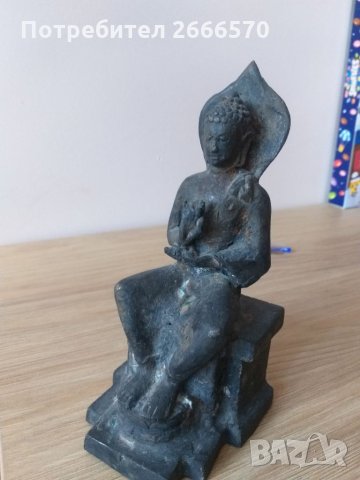 Китайска бронзова статуетка на буда, снимка 4 - Антикварни и старинни предмети - 35001543