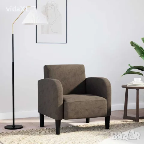 vidaXL Разтегателен диван с подлакътници тъмносив 54см изкуствена кожа, снимка 2 - Дивани и мека мебел - 56147488
