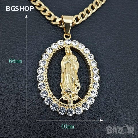 Колие Дева Мария с камъни - Gold, снимка 4 - Колиета, медальони, синджири - 37310623