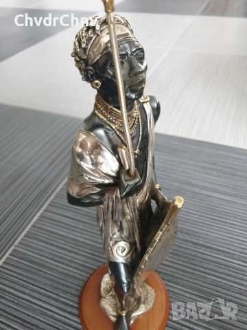 CIARTE Blackmoor статуетка посребрен резин 39см/италианска фигура на негър-войн/злато-сребро 925, снимка 5 - Статуетки - 52897142