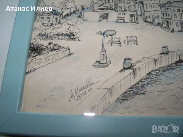 Градски пейзаж 2, графика на художничката Десислава Илиева, подписана., снимка 4 - Картини - 39466576