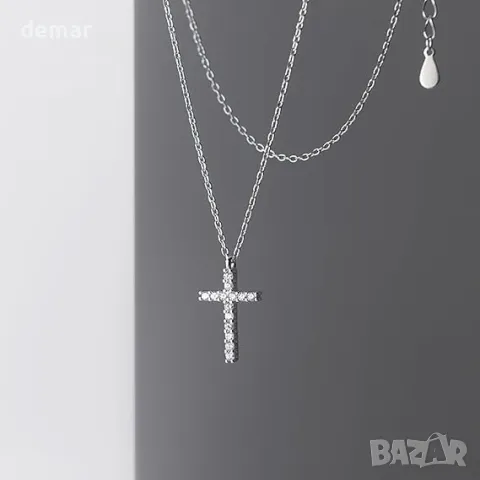 SLUYNZ сребърно колие с кръст за жени, снимка 4 - Колиета, медальони, синджири - 49698871