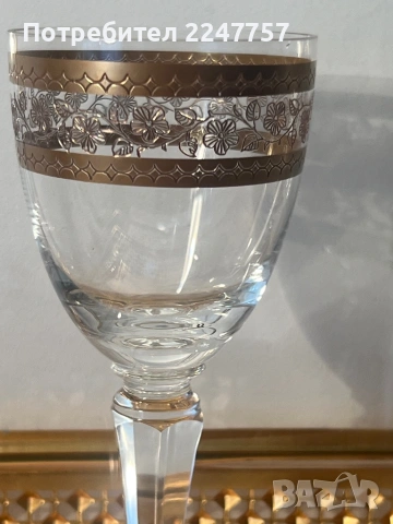 2 броя кристални чаши за ракия с 24 К, снимка 4 - Чаши - 54109396