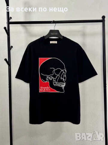 Alexander McQueen Мъжка Черна Тениска👕Мъжка Блуза С Къс Ръкав Код V.B.44