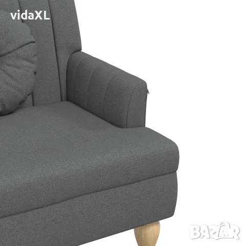 vidaXL Пейка с възглавници, тъмносиво, 113x64,5x75,5 см, плат, снимка 7 - Дивани и мека мебел - 56147429