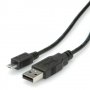 Кабел USB-A към Micro USB-B 2.0 Roline 11.02.8754 Черен USB-A to Micro USB-B M/M, снимка 1 - USB кабели - 31296514