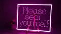Розов LED неонов надпис Please Seat Yourself, снимка 4