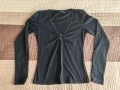 Черна блуза с камъчета и набор на ръкавите, S размер, снимка 1