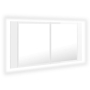 vidaXL Шкаф с LED огледало за баня, бял гланц, 90x12x45 см, акрил(SKU:804977, снимка 1 - Огледала - 44551668