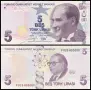 ⭐ Турция 2009 5 лири UNC нова ⭐, снимка 1