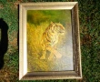 Картина Тигър,масло върху фазер,подпис,рамка. , снимка 4