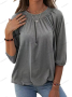Едноцветна свободна дамска тениска с кръгло деколте и 3/4 ръкави, 8цвята , снимка 11