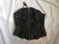 H&M нов кожен топ корсет-бюстие с цип отпред р-р XS , снимка 1
