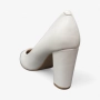 Стилни бели дамски обувки на дебел ток - Заострен връх и комфорт | T628 white, снимка 3