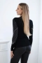 Дамска блуза с украса на деколтето и ръкавите в черен цвят, снимка 3