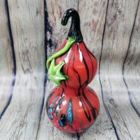 Червена тиква от цветно стъкло, снимка 1 - Статуетки - 42906117