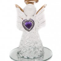 стъклено ангелче със сърце, снимка 3 - Статуетки - 34492221