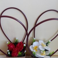 Чантичка със сапунени цветя,страхотен подарък за 8-ми март, снимка 4 - Декорация за дома - 35501133