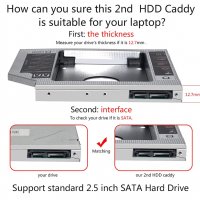 ACER Адаптер за Втори Диск HDD/SSD за Лаптоп 9.5mm 12.7mm Кеди SATA ODD-HDD, снимка 8 - Части за лаптопи - 27871607