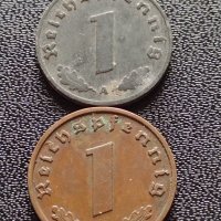 Две монети 1 райхспфенинг 1940г. Трети райх с СХВАСТИКА редки за КОЛЕКЦИЯ 3682, снимка 1 - Нумизматика и бонистика - 40637877