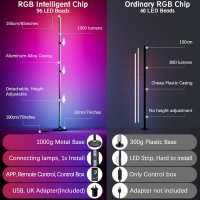 Подова лампа Buyya, LED RGB 1,6м Димируема с приложение и дистанционно, снимка 2 - Лед осветление - 44385672