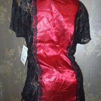 Dream girl L-Нова  с етикет пижама от червен сатен и дантела в черно , снимка 1 - Пижами - 38721451