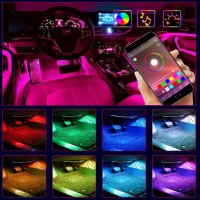 GOLDGE комплект LED Амбиент осветление за кола,Bluetooth у-е,48 RGB/8 цвята/4 музикални режима,12V, снимка 6 - Аксесоари и консумативи - 39624497