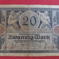 Райх банкнота 20 марки 1915г. Германия рядка за колекционери 28277, снимка 1 - Нумизматика и бонистика - 37142086