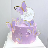 10 пеперуди картонени златен контур на тел розови лилави топери украса декор за торта, снимка 10 - Други - 29247526