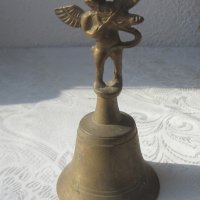 Ангел цигулар Стара бронзова камбана камбанка звънец звънче, снимка 2 - Статуетки - 32157339
