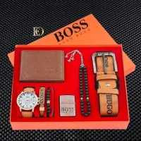 Комплект Boss колан,часовник,портфейл,броеница,запалка,гривна, снимка 1 - Мъжки - 36904025