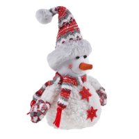 Коледна украса, Снежен човек с шапка и ръкавици, 35см, снимка 2 - Декорация за дома - 42707881